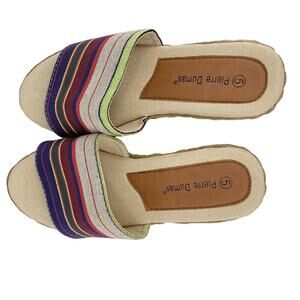 Pierre Dumas Weave Sandals Slides 5 Women Rainbow Strap Southwestern RainbowCore
